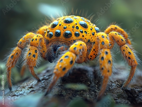 Close Up of a Yellow and Black Spotted Spider