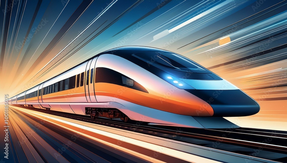 Illustration of a sleek, fast-moving bullet train Illustration of a sleek, fast-moving bullet train