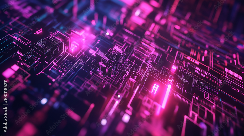 Futuristic Digital Circuit Board Abstract