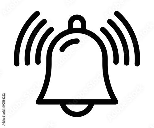 Vector illustration of a ringing notification bell, representing alerts, reminders, or notifications. Editable stroke.