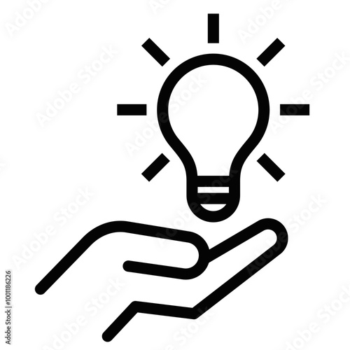 Vector illustration of a hand holding a light bulb icon, symbolizing creativity, innovation, and ideas.