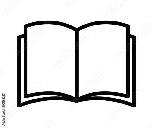 Vector illustration of an open book, representing education, reading, literature, or learning concepts. Editable stroke.