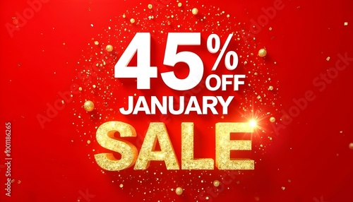 45% off January sale ten percent deal offer background banner header design