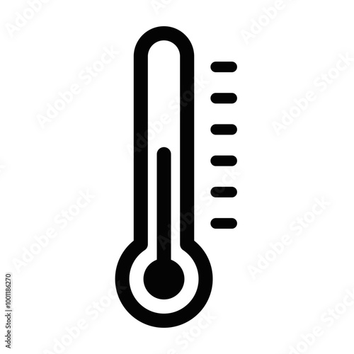 Vector icon of a thermometer, symbolizing temperature, weather, heat, or medical conditions like fever. Editable stroke.