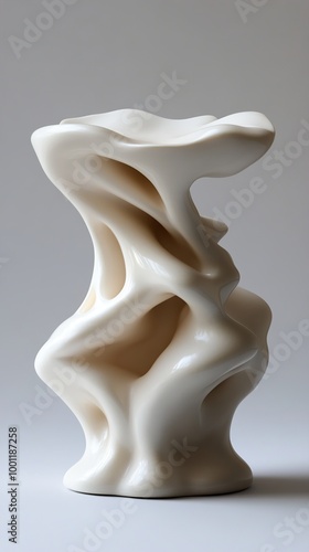 Abstract White Sculpture: Modern Minimalist Ceramic Art