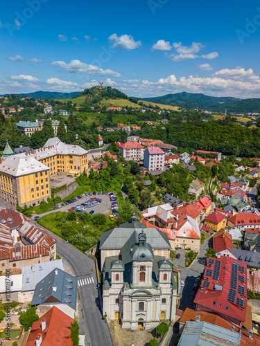 Aerial View of Banska Stiavnica and Surrounding Countryside, Slovakia photo