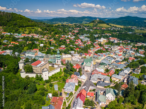 Aerial View of Banska Stiavnica and Surrounding Countryside, Slovakia photo