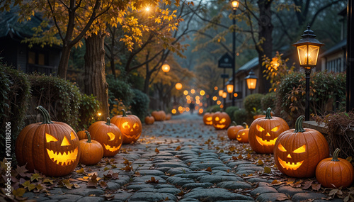 Halloween background with pumpkins. Autumn. Background for halloween banner