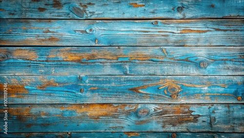 Rustic Cool Blue Weathered Wooden Background with Cracks and Grain Texture