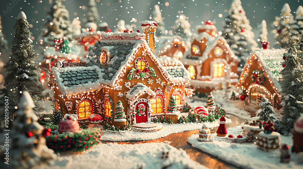 Obraz premium Christmas village bakery with the smell of gingerbread and holiday sweets wafting through the air, Christmas village, delicious holiday treats