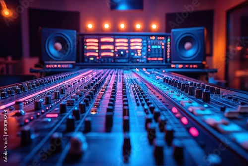 recording studio control room filled with professional equipment showcasing creativity and sound engineering in a vibrant dynamic environment