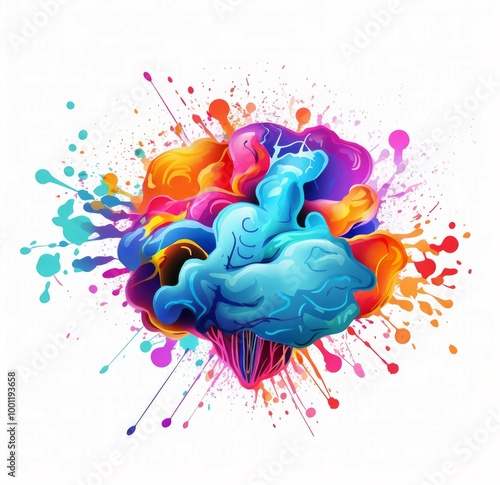 Creative brain made with CMYK colors isolated in white background