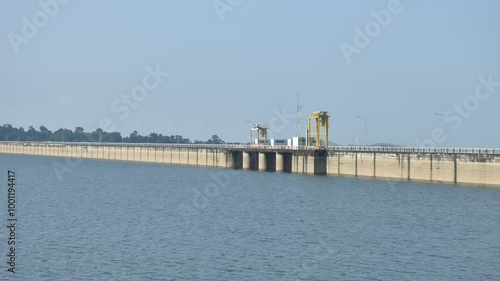 time lapse of Khun Dan Prakarn Chon huge concrete dam in Thailand   photo