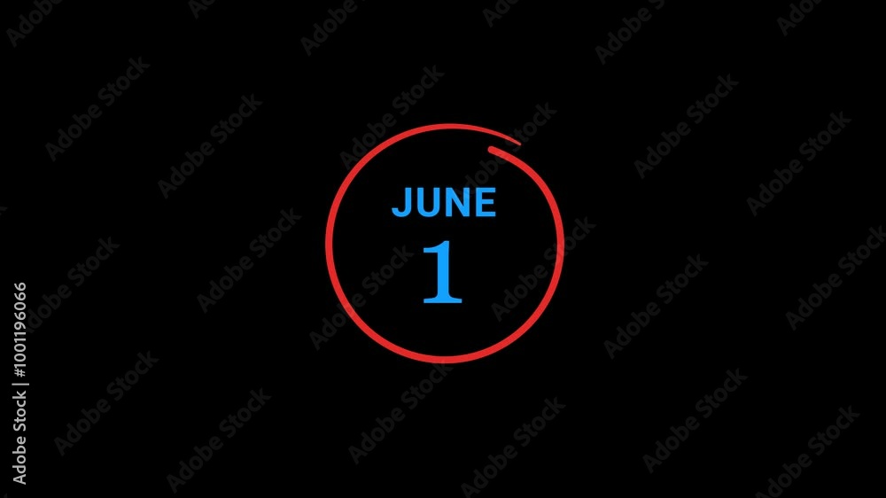 1th June Calendar date Animation 1th June Calendar date Animation