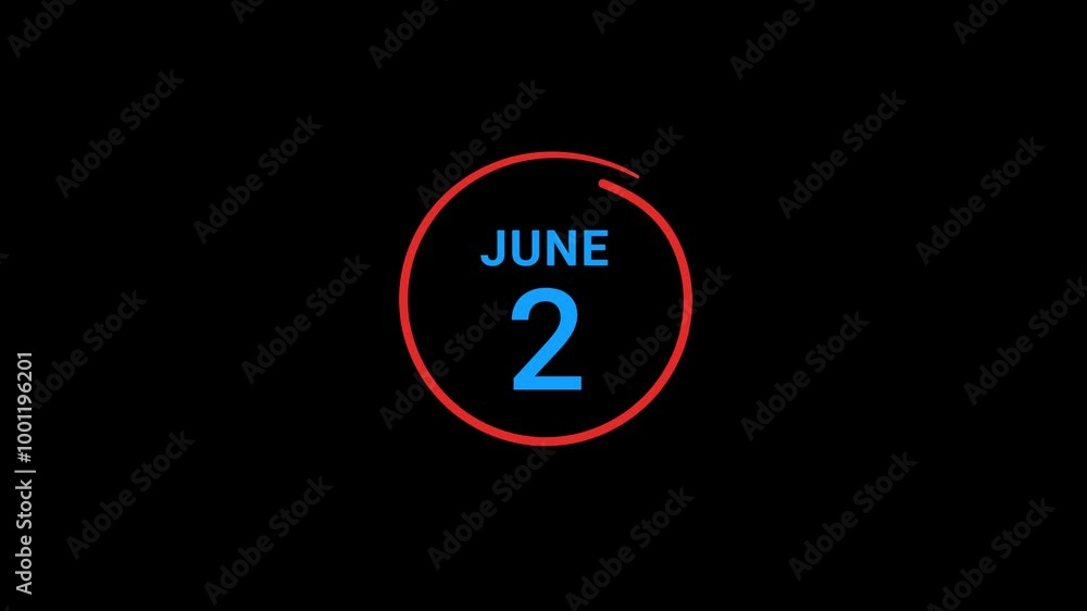 2th June Calendar date Animation 2th June Calendar date Animation