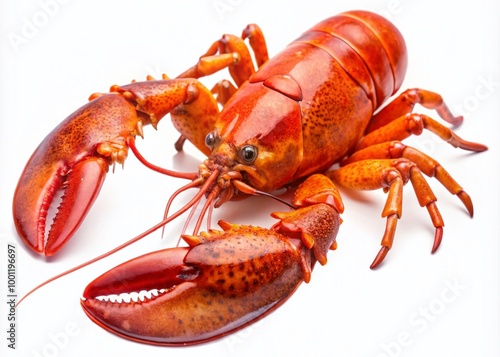 Freshly caught succulent lobster isolated on a transparent background, showcasing its vibrant orange-red shell,