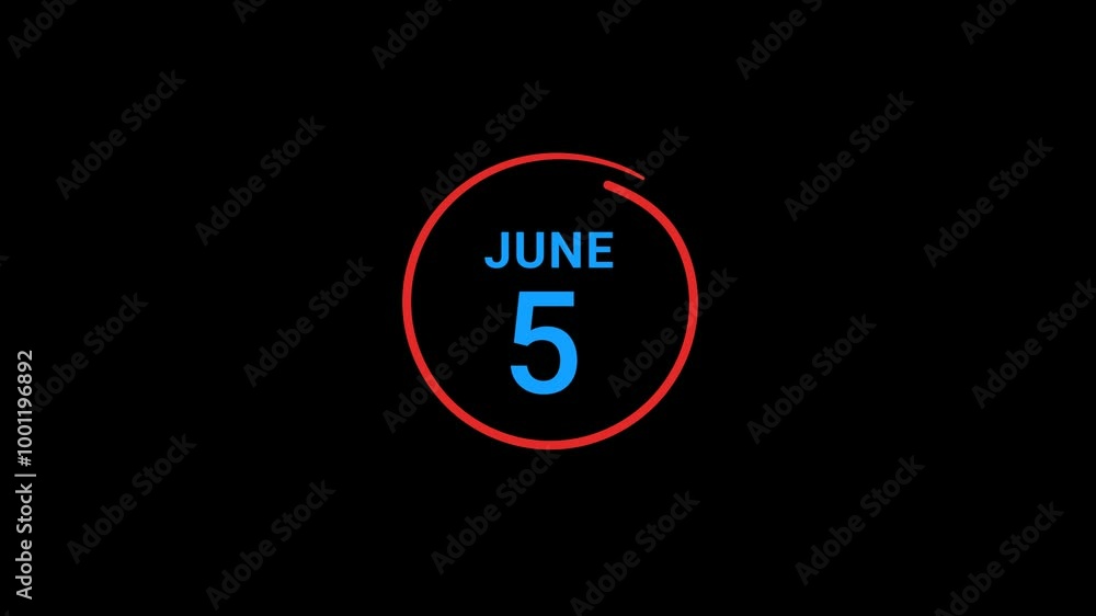 5th June Calendar date Animation 5th June Calendar date Animation