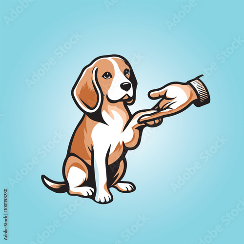 A beagle love with man Vector illustration, BeagleDog Isolated Design