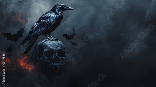 Raven and Skull Halloween Invitation Wallpaper