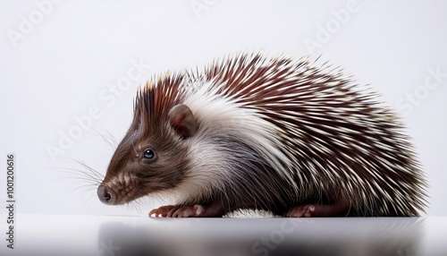 Porcupine on white background. Isolated of Animal.