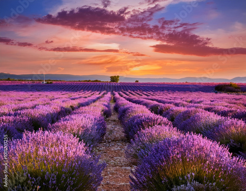 Champ de lavande en Provence dans le sud de la France photo