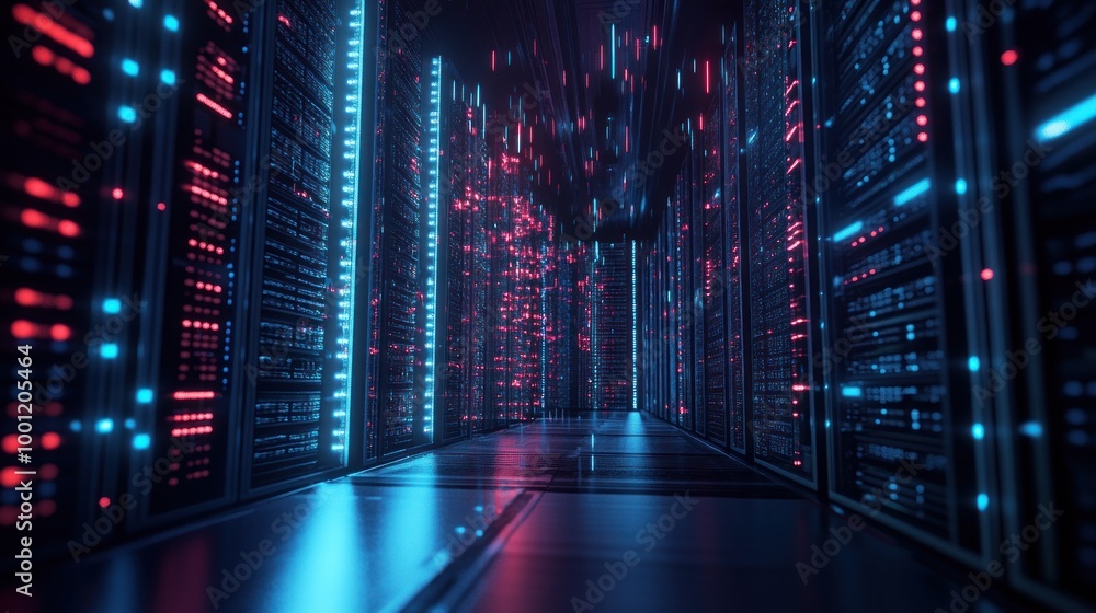 Server Room with Neon Lights Server Room with Neon Lights