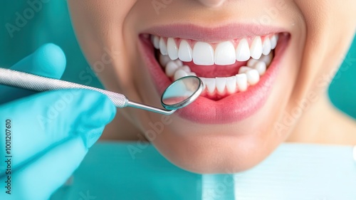 Close-up of a patient smiling during a dental check-up.