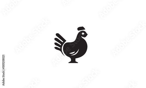 black Simple Black And White Icon Of A Chicken Utilizing Negative Space Design white background