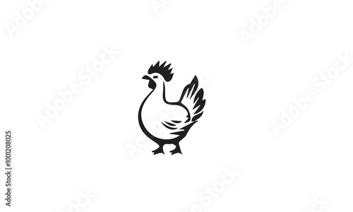 black Simple Black And White Icon Of A Chicken Utilizing Negative Space Design white background