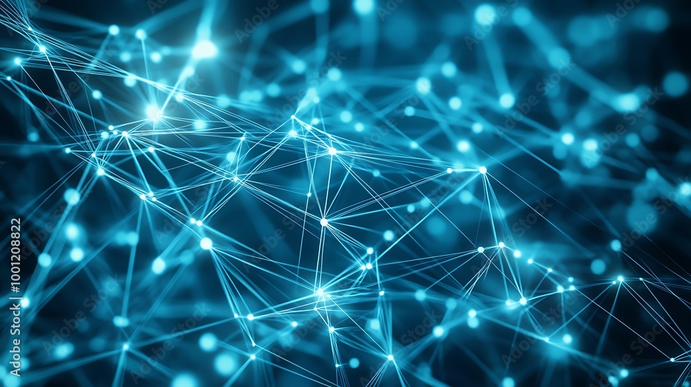 Abstract background of a network of glowing lines and dots in blue color. Abstract background of a network of glowing lines and dots in blue color.