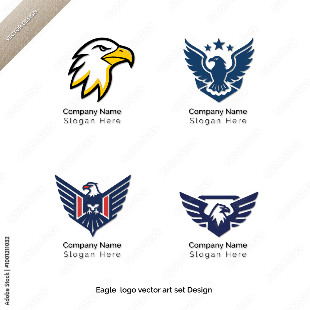 Powerful Eagle Logo Vector Art Set Design Powerful Eagle Logo Vector Art Set Design