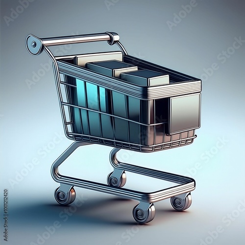 shop supermarket mall cart, wheeled shopping trolley