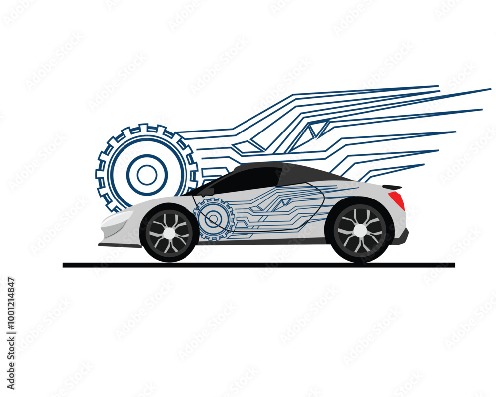 Obraz premium Illustration Vector Graphic Of Gear Wing Decal Car