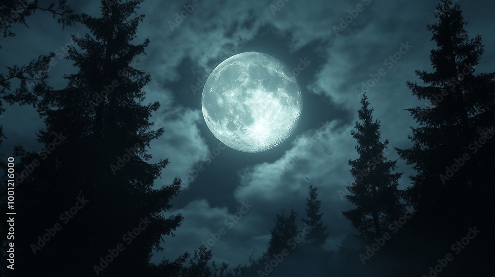Full moon in the forest. Full moon in the forest.