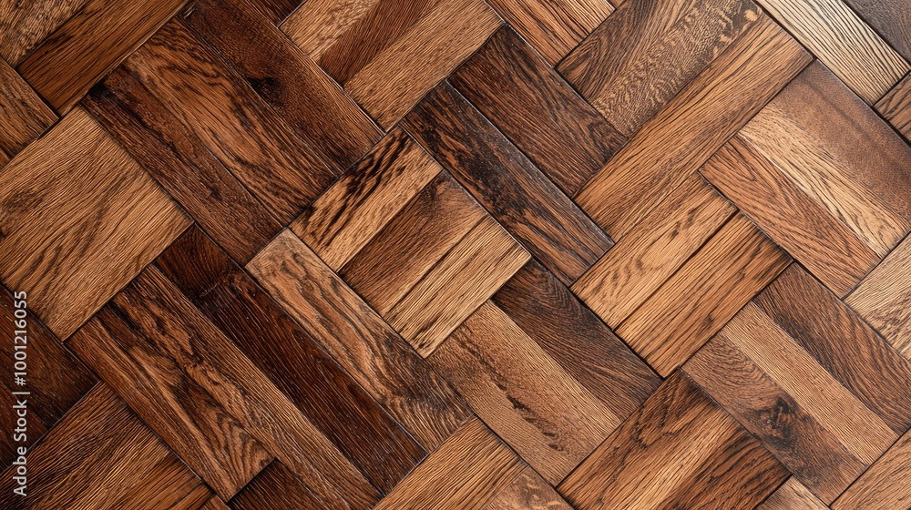 Close-up of red-brown oak parquet flooring in a basket weave pattern, showcasing the deep, reddish wood tones and natural grain. Close-up of red-brown oak parquet flooring in a basket weave pattern, showcasing the deep, reddish wood tones and natural grain.