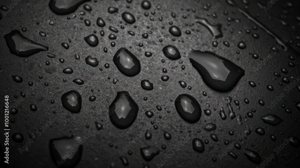 Water Droplets on Black Surface Water Droplets on Black Surface
