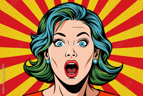 omg the woman in shock pop art retro style emotion