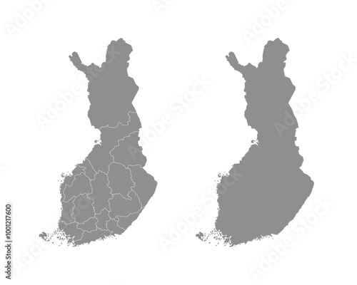 Set of Finland maps. Finland map with regions isolated on white background. Finland map Silhouette. Vector illustration