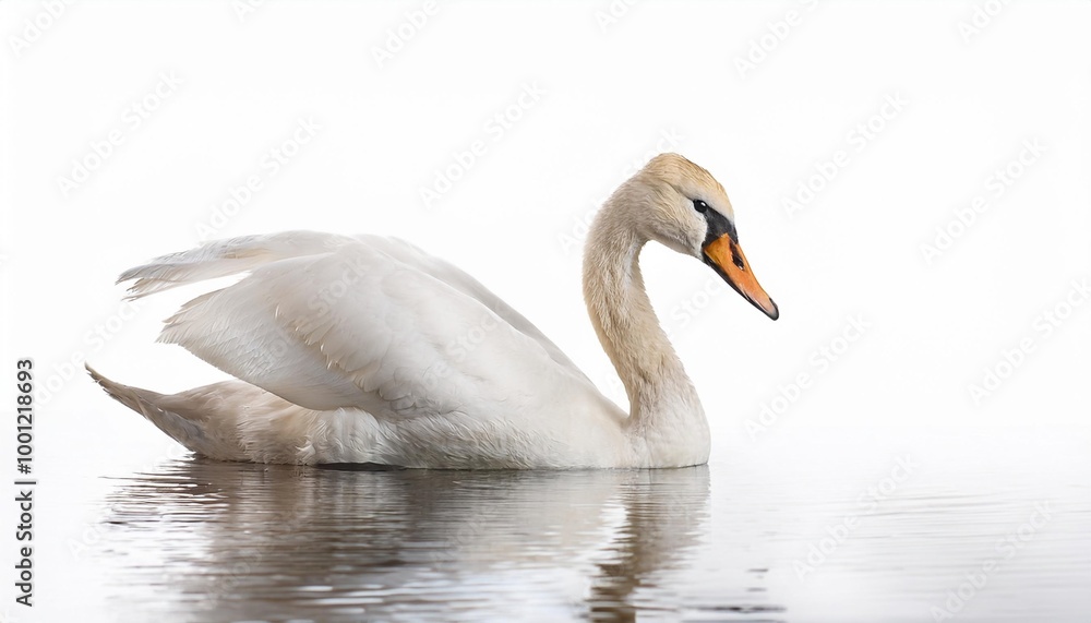 Swan on white background. Isolated of Animal. Swan on white background. Isolated of Animal.