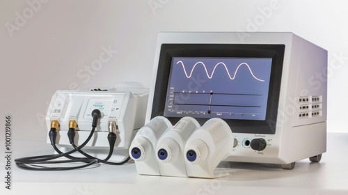 Otoacoustic emission (OAE) analyzers for measuring cochlear function isolated on white background photo