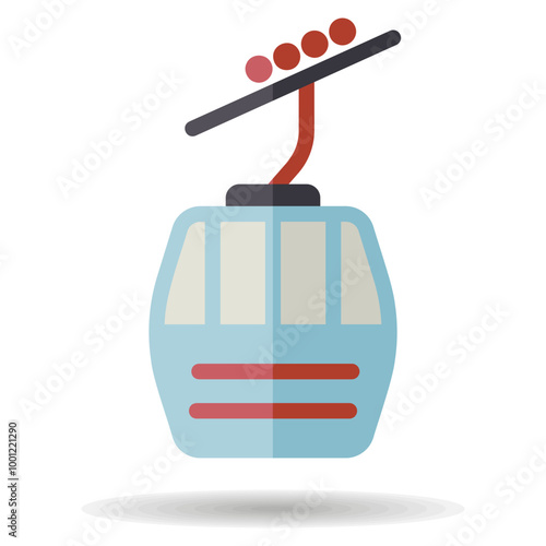 Ski lift gondola flat vector isolated icon