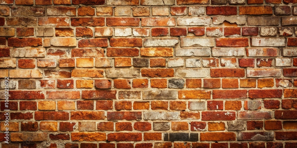 Rustic, distressed brick wall with worn, weathered texture and subtle cracks, providing a unique, urban, and Rustic, distressed brick wall with worn, weathered texture and subtle cracks, providing a unique, urban, and