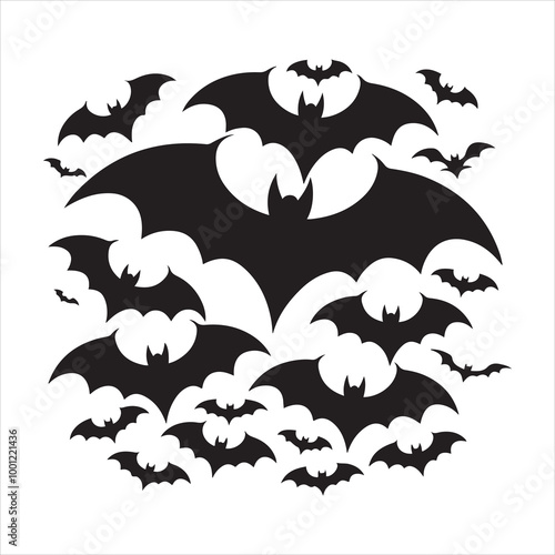  set of vector bat silhouette