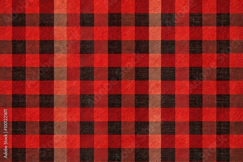 Rustic red and black buffalo check pattern fills the frame, creating a cozy and inviting background perfect for