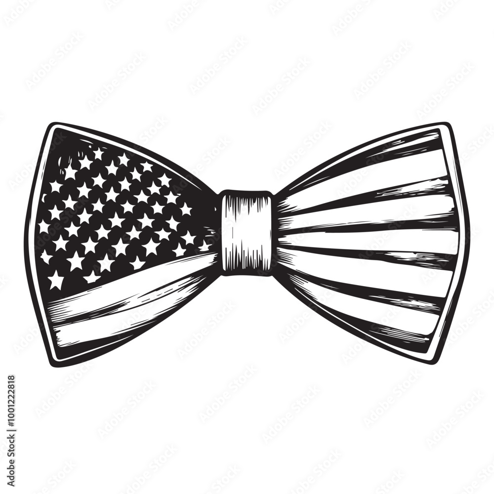 American Flag Bow Tie Image vector isolated on white background. American Flag Bow Tie Image vector isolated on white background.