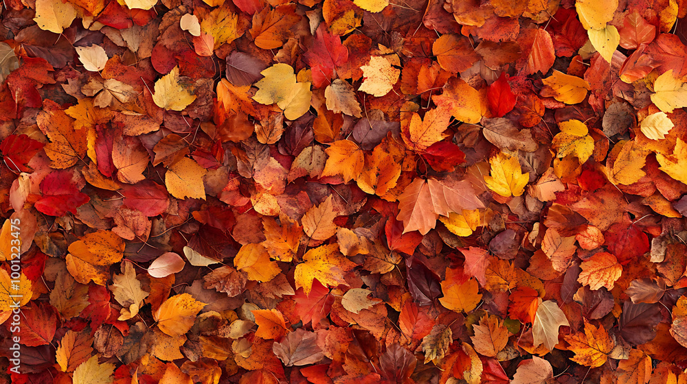A vibrant collection of autumn leaves in shades of red, orange, and yellow. A vibrant collection of autumn leaves in shades of red, orange, and yellow.