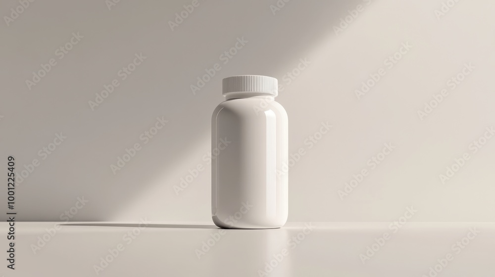 Sleek Modern Pill Bottle on Minimalist Background Sleek Modern Pill Bottle on Minimalist Background