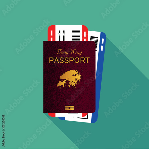 Vector passport with tickets. Air travel concept. Flat Design citizenship ID for traveler isolated. Blue international document - Singapore