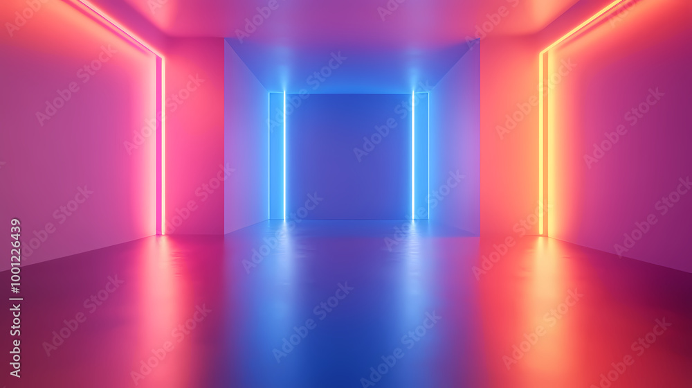 Futuristic neon-lit corridor Futuristic neon-lit corridor