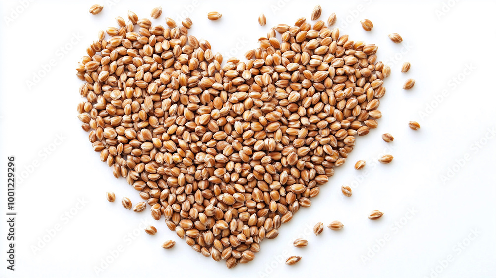 Cereal grains arranged in the shape of a heart isolated on white background Cereal grains arranged in the shape of a heart isolated on white background